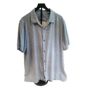 Tommy Bahama 100% Silk Hawaiin Short Sleeve Button Up Blue Shirt XXL